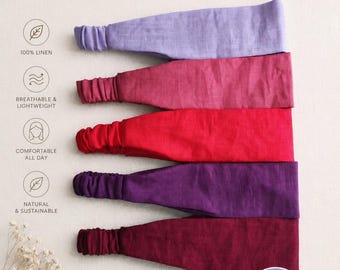 100% Linen Headband with Elastic Band/ 15+ colours/3 sizes