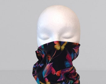 Butterfly Print Snood | Organic Cotton Neck Warmer, Reversible, Women's Accessory