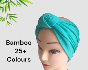 Wide Top Knot Bamboo Cotton jersey headband. Handmade Eco-friendly