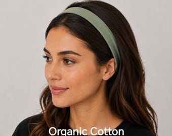 Narrow Organic Cotton Jersey Headband: Stretchy Yoga Sports Band