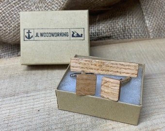 Personalized White Oak Square Wood Cuff Links | Groomsmen Gift | Bridal Party | Rustic Wedding | Handmade in USA