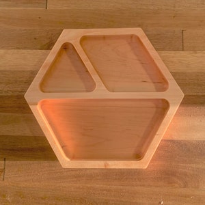 Wooden Toddler Plate | Wood Kid Plate | Hexagon Plate