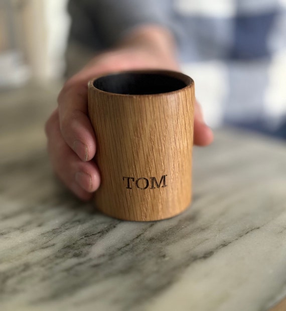 Personalized White Oak Whiskey Tumbler, Wood Whiskey Tumbler