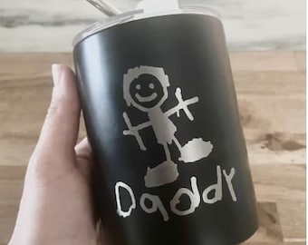 Personalized Handwriting and Drawing Engraved Tumbler