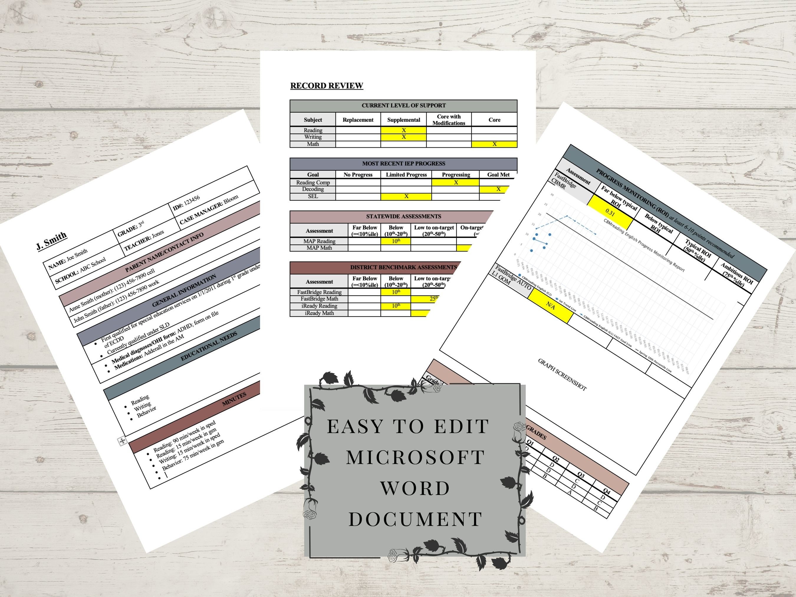 Student Record Review Editable Template | Microsoft Word | Special ...
