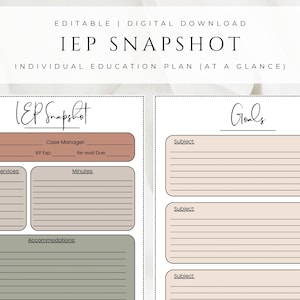 IEP Snapshot | Editable Microsoft Word Document | Special Education Teacher Binder Organization | Case Manager Tool | Student Profile Brief