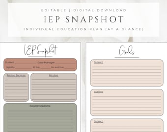 Resumen editable del IEP / Carpeta para profesores de educación especial (descarga digital)