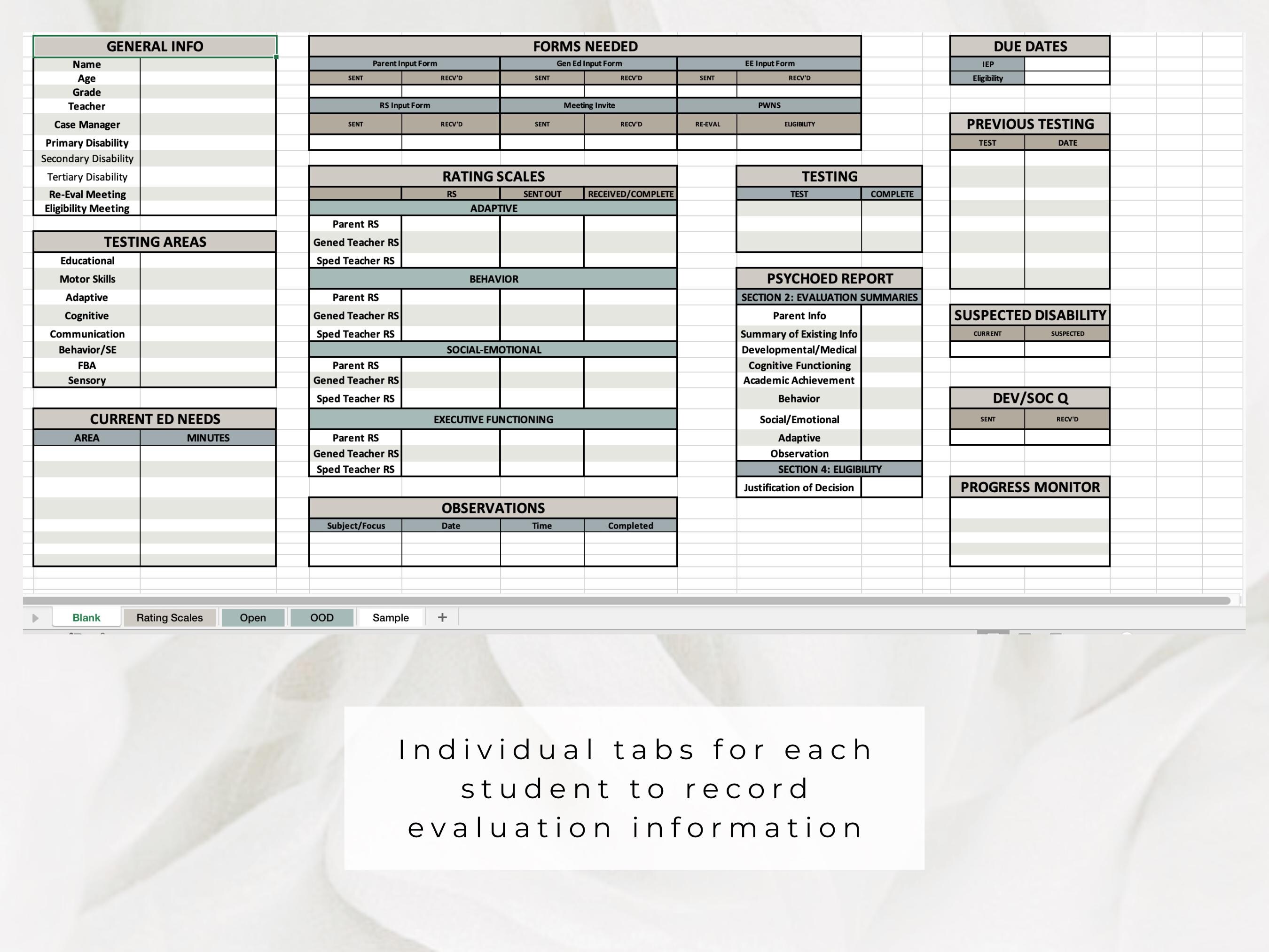 School Psychologist Caseload Spreadsheet | Version 2 | Editable Excel ...