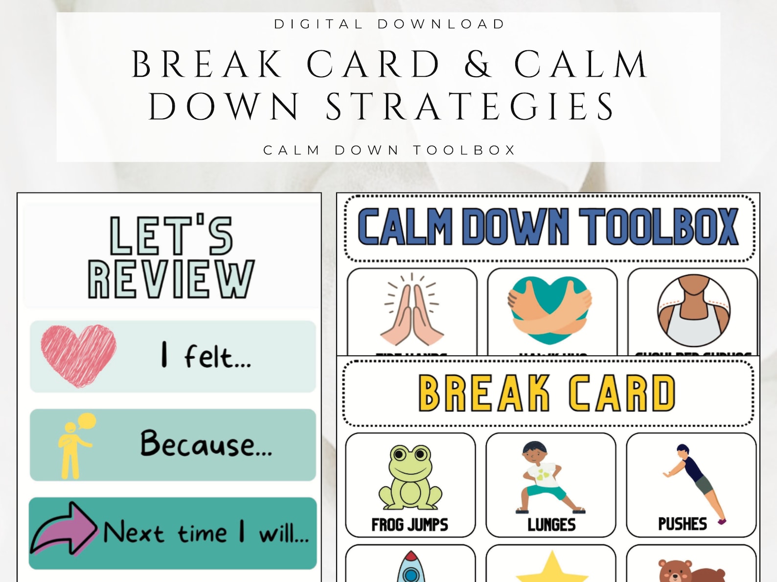 Calm Down Toolbox | Break Card | Visual Prompt | Digital Download ...