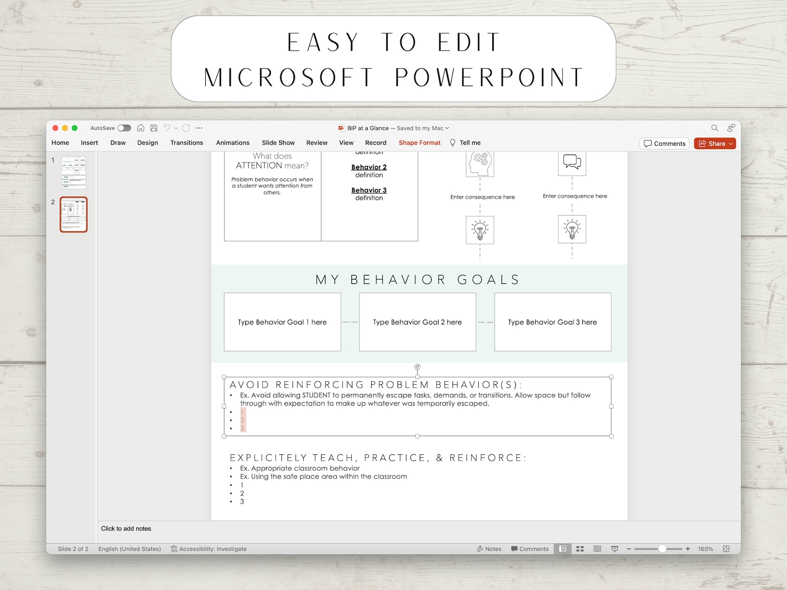 Editable Behavior Intervention Plan | BIP Template (digital Download ...
