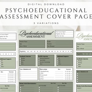 Psychoeducational Assessment Cover Page | School Psychologist | Special Education | Eligibility | Evaluation | Template | Digital Download
