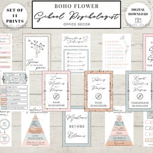 Boho School Psychologist Office Decor Prints | Mindfulness Techniques (Digital Download)