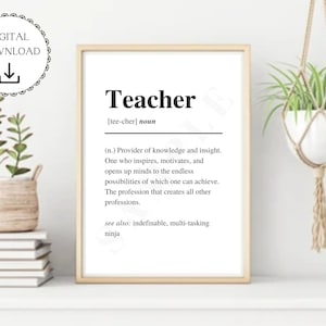 Definición de profesor / Póster imprimible / Descarga digital / Regalo para el aula / Educador / Decoración de oficina / Graduado / Indefinible / Presente