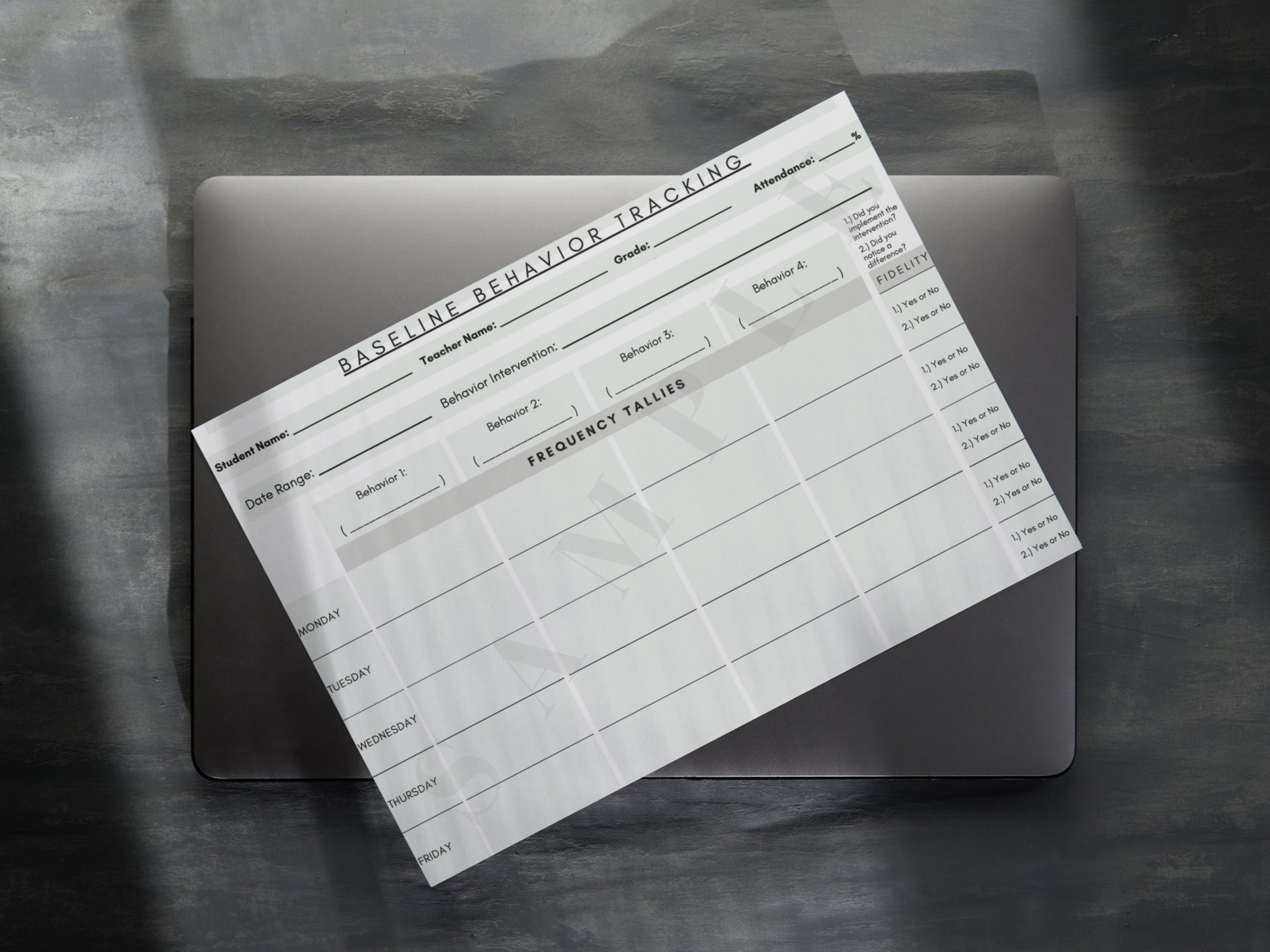 Baseline Behavior Data Tracking Sheets | Printable PDF | Fidelity Check ...