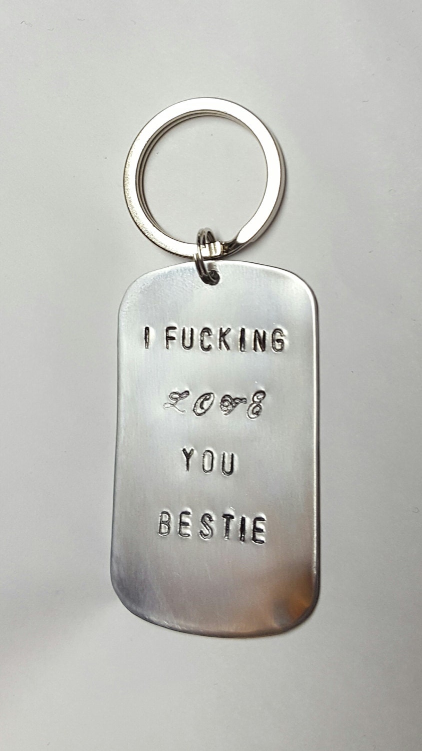 Hand stamped keychain friend keychain best friends swearing Etsy
