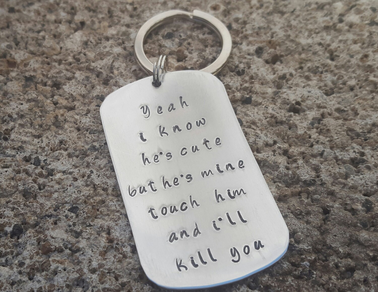 Hand stamped keychain funny keychain boyfriend keychain Etsy