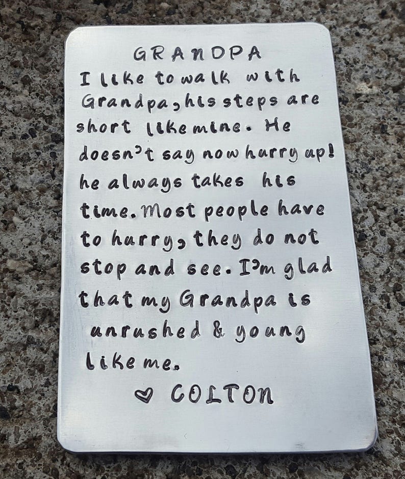 Download Grandpa gift papa gift Handstamped wallet card fathers | Etsy