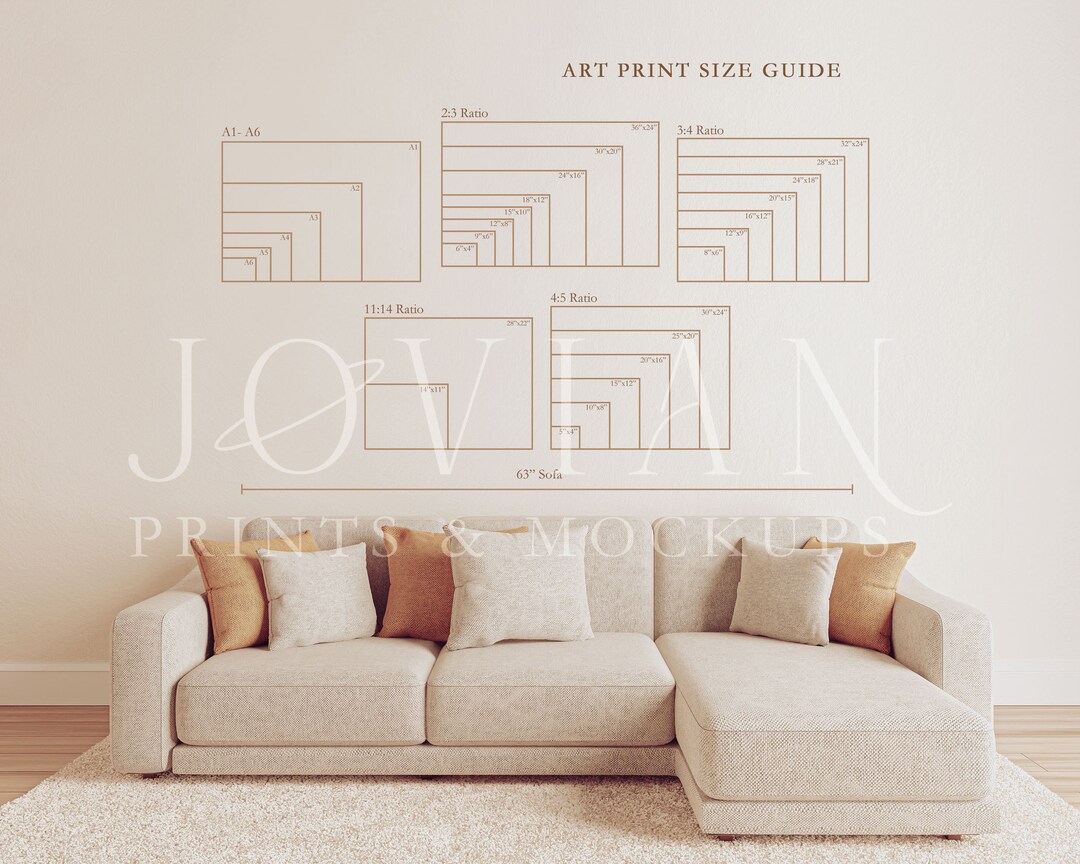 Wall Art Size Guide, Living Room Frame Size Guide, Frame Size Guide