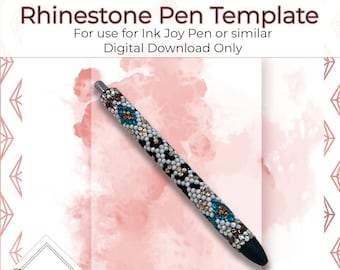 Leopard Southwest Rhinestone Pen Template, SS10 Rhinestone Template - Digital File/Pattern Only
