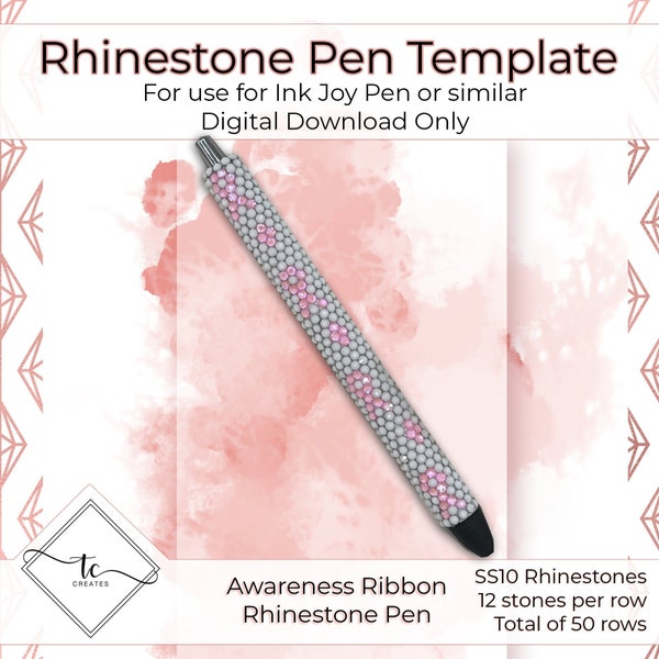 Awareness Ribbon Rhinestone Pen Template, SS10 Rhinestone Template - Digital File/Pattern Only