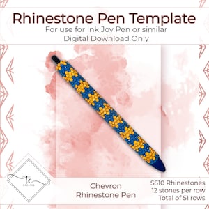 Chevron Rhinestone Pen Template, SS10 Rhinestone Template - Digital File/Pattern Only