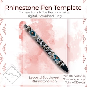 Leopard Southwest Rhinestone Pen Template, SS10 Rhinestone Template - Digital File/Pattern Only