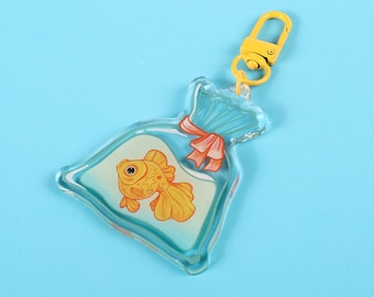 Fishy in a Bag | Clear Acrylic Keychain with Resin Top