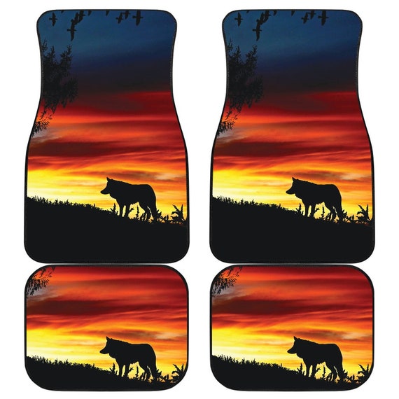 Lone Wolf Front And Rear Car Floor Mats Set Of 4 Etsy