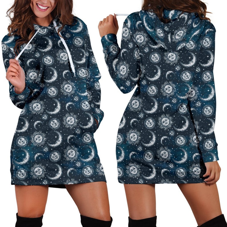 Sun and Moon Women/'s Hoodie Dress