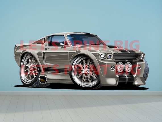 1967 Shelby Gt500 Eleanor >> 1967 Shelby Mustang Gt500 Eleanor Cartoon Wall Decal 1967 Shelby Gt500 Eleanor >> 1967 Shelby Mustang Gt500 Eleanor Cartoon Wall Decal