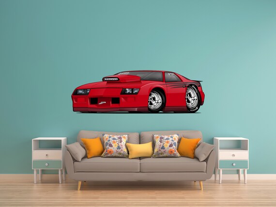 3rd Generation Camaro Hot Rod Drag Car Cartoon Wall Decal