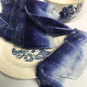 Silk Velvet Ribbon- Blue Willow