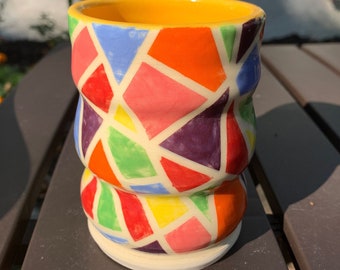 Geometric Shapes - Ceramic Tumbler Cup - Pottery