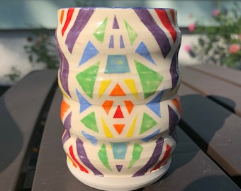 Geometric Pattern - Ceramic Tumbler - Pottery