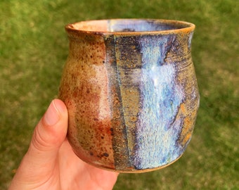 Cup - Pottery - Spotted Shino & Rutile Blue