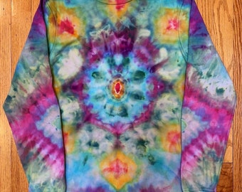 Small Snow-Dyed Mandala Tie-Dyed Long Sleeve T-Shirt