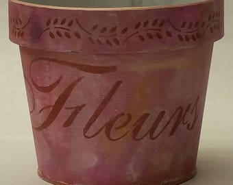 Small Metal Planter "ROSE" (Arc En Ciel set) from Springtime in Paris collection