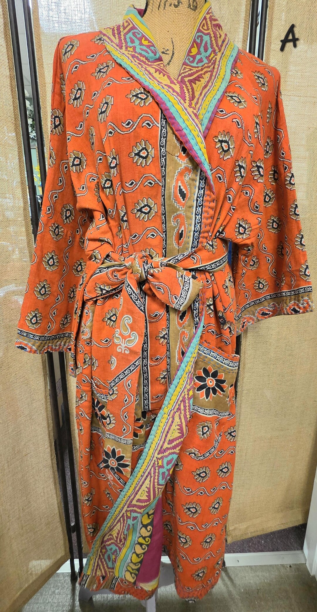 Tadre Robe Upcycled Sari Cotton Spa Robe – One of a Kind – Fair Trade – Bold ...