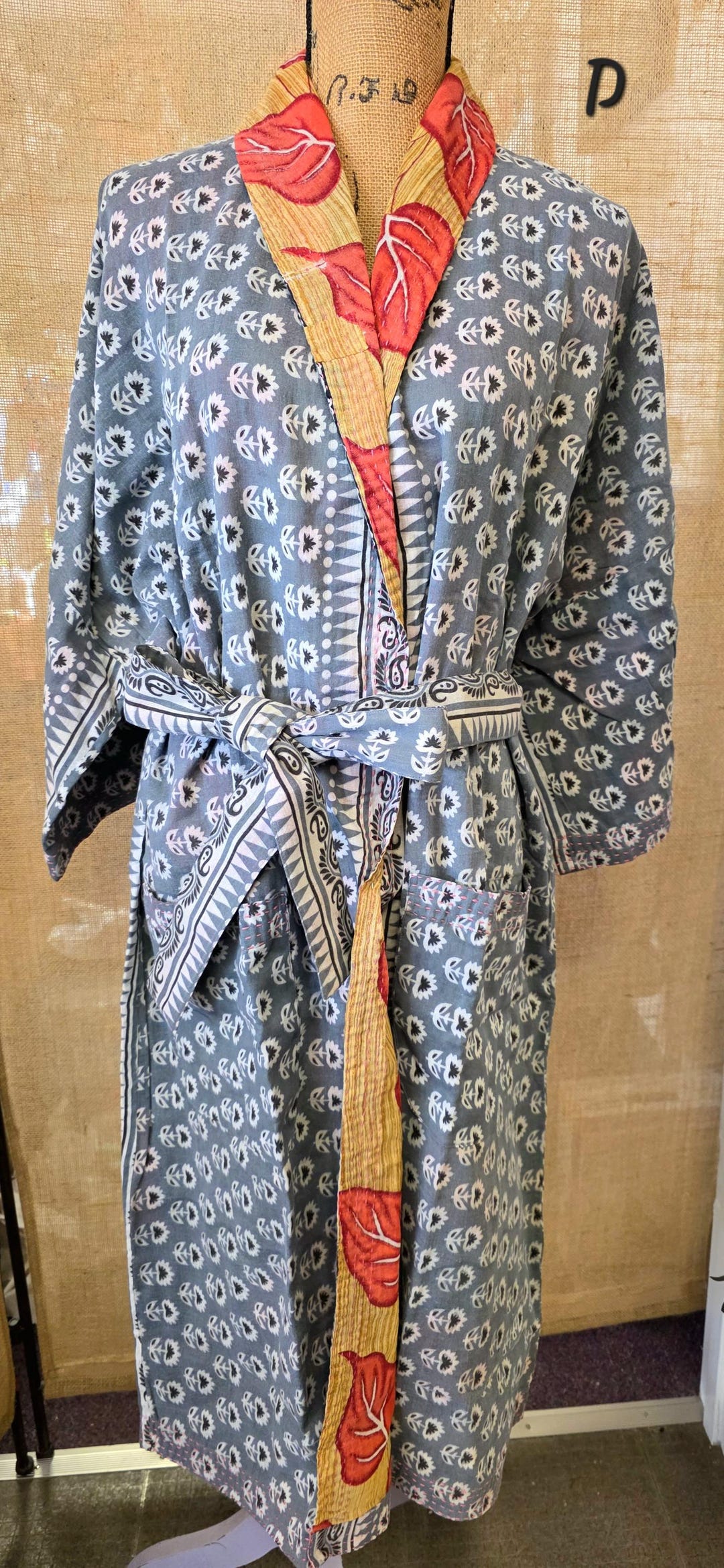 Tadre Robe Upcycled Sari Cotton Spa Robe – One of a Kind – Fair Trade – Bold ...