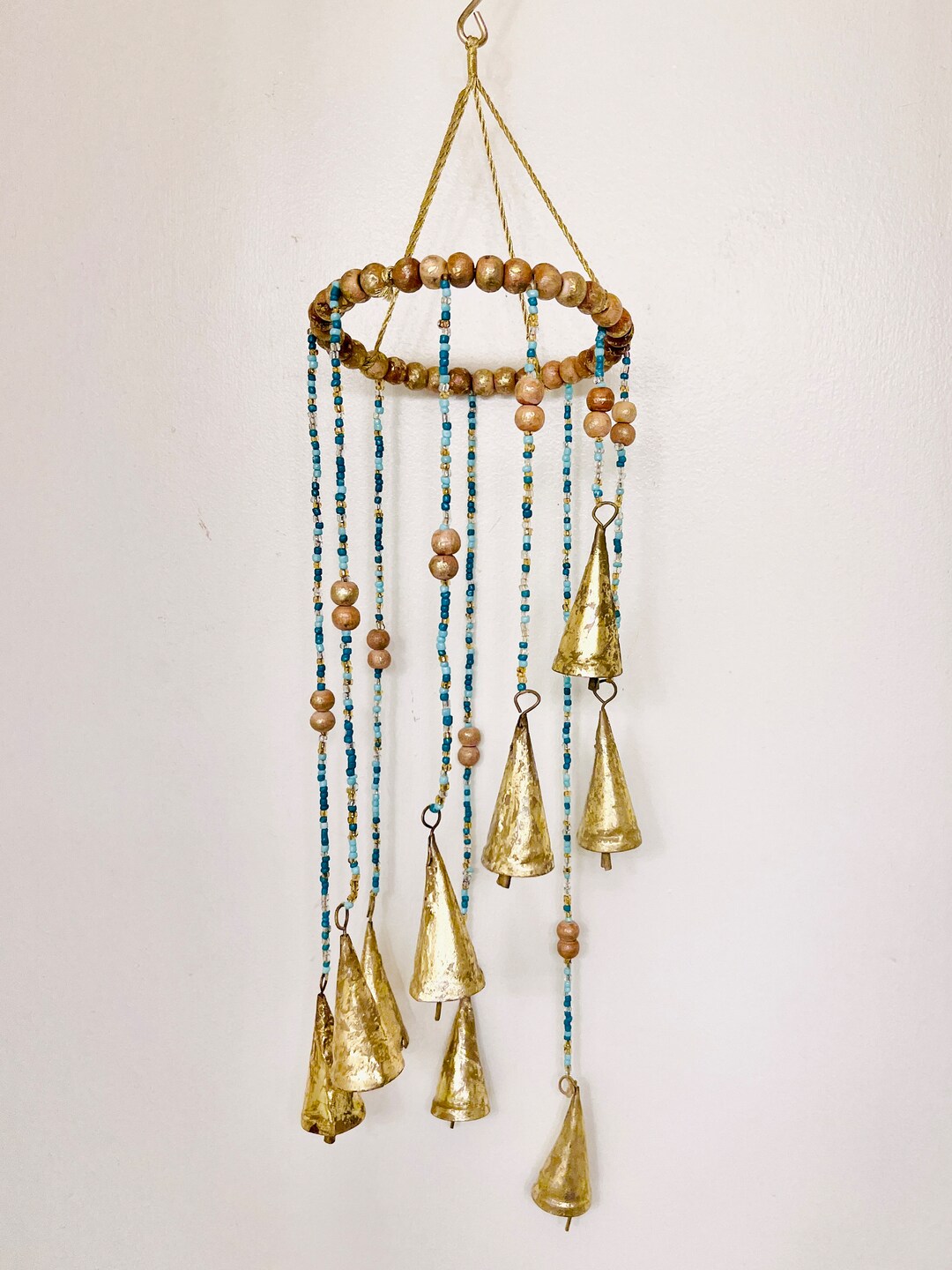 Teal and Gold Wind Chime Etsy