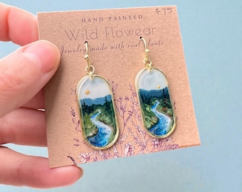 Hand Painted River Earrings