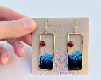 Rectangle Cutout Hand Painted Mountains