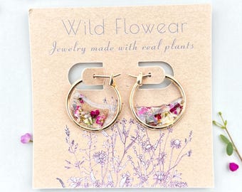 Hoops in Gold with Pink Flowers