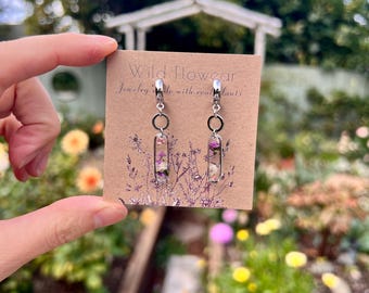 Silver Floral Hooped Studs