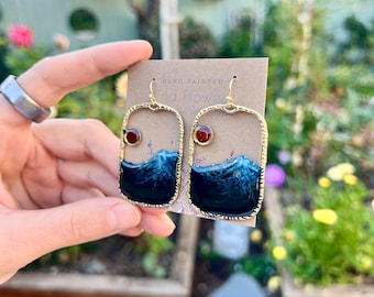 Hand Painted Mountains Square Cutout Frame