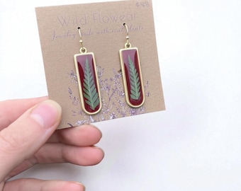 Fern with Red Background and Gold Trim