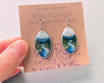 Hand Painted River Earrings