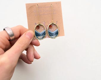 Hand Painted Lake Crescent Drops