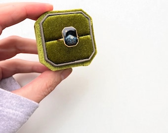 Hand Painted Mountain Adjustable Ring- GOLD BLACK BACKGROUND