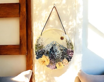 Floral wall hanging with Painted Mountains 12”